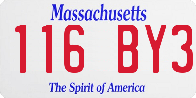 MA license plate 116BY3