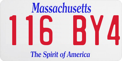 MA license plate 116BY4