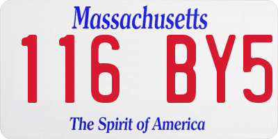 MA license plate 116BY5