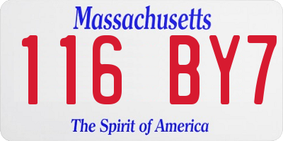MA license plate 116BY7