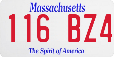 MA license plate 116BZ4