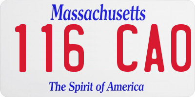 MA license plate 116CA0