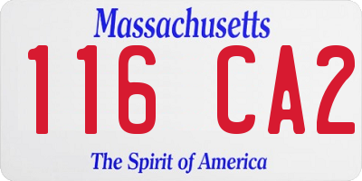 MA license plate 116CA2