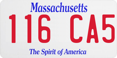 MA license plate 116CA5