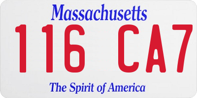 MA license plate 116CA7