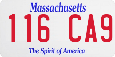 MA license plate 116CA9