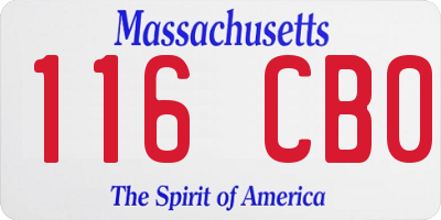 MA license plate 116CB0