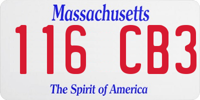 MA license plate 116CB3