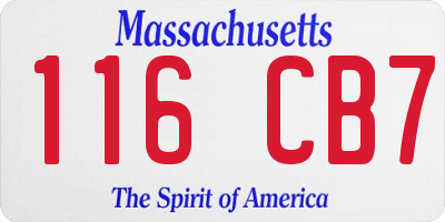 MA license plate 116CB7