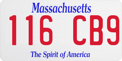 MA license plate 116CB9