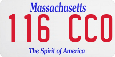 MA license plate 116CC0