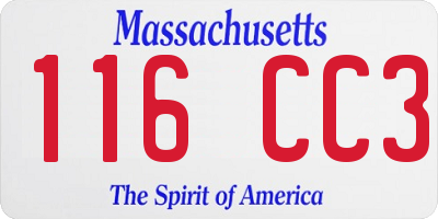 MA license plate 116CC3