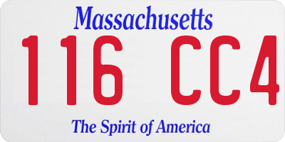 MA license plate 116CC4