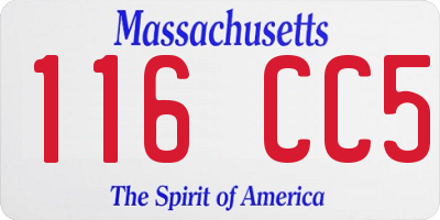 MA license plate 116CC5