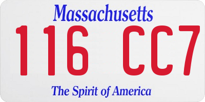MA license plate 116CC7