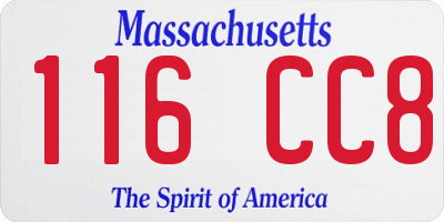 MA license plate 116CC8