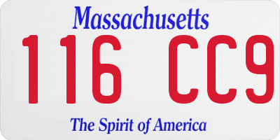 MA license plate 116CC9