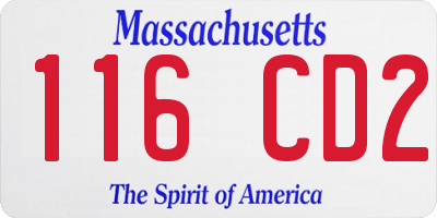 MA license plate 116CD2