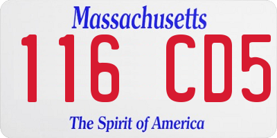 MA license plate 116CD5