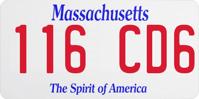 MA license plate 116CD6