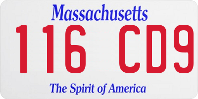 MA license plate 116CD9