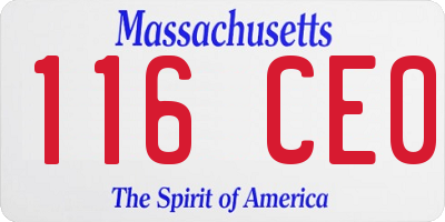 MA license plate 116CE0