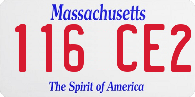 MA license plate 116CE2