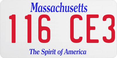 MA license plate 116CE3