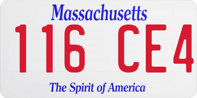 MA license plate 116CE4