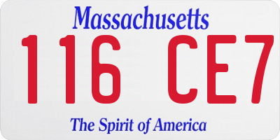 MA license plate 116CE7