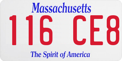 MA license plate 116CE8