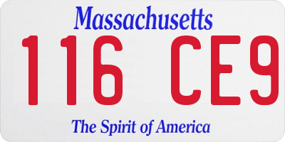 MA license plate 116CE9