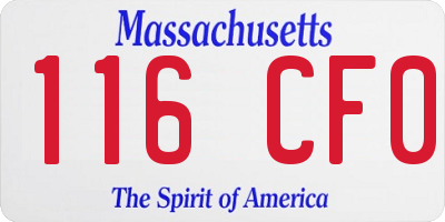 MA license plate 116CF0