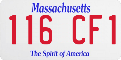 MA license plate 116CF1