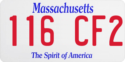 MA license plate 116CF2