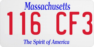 MA license plate 116CF3