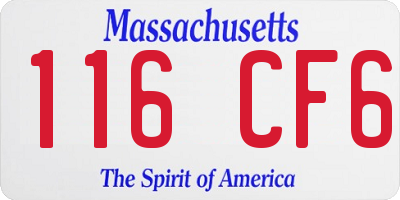 MA license plate 116CF6
