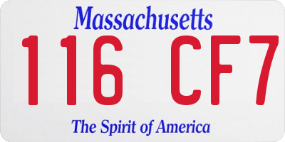 MA license plate 116CF7