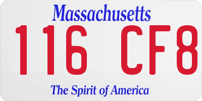 MA license plate 116CF8