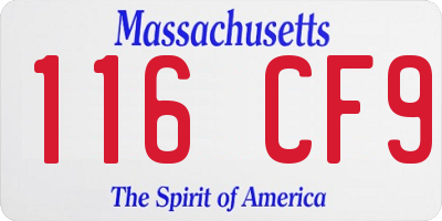MA license plate 116CF9
