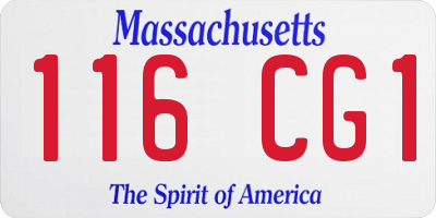 MA license plate 116CG1