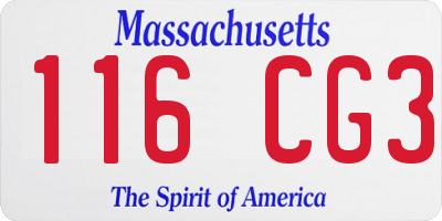 MA license plate 116CG3