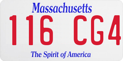 MA license plate 116CG4