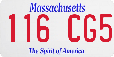 MA license plate 116CG5
