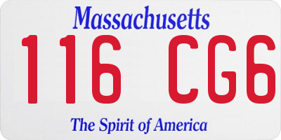 MA license plate 116CG6