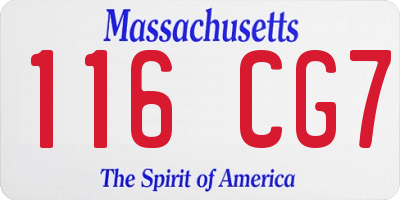 MA license plate 116CG7