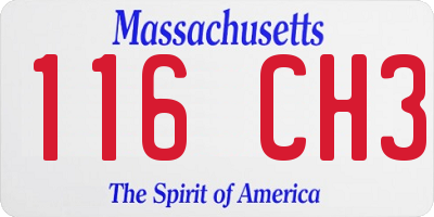 MA license plate 116CH3
