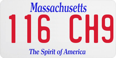 MA license plate 116CH9