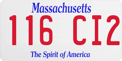 MA license plate 116CI2