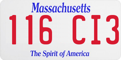 MA license plate 116CI3